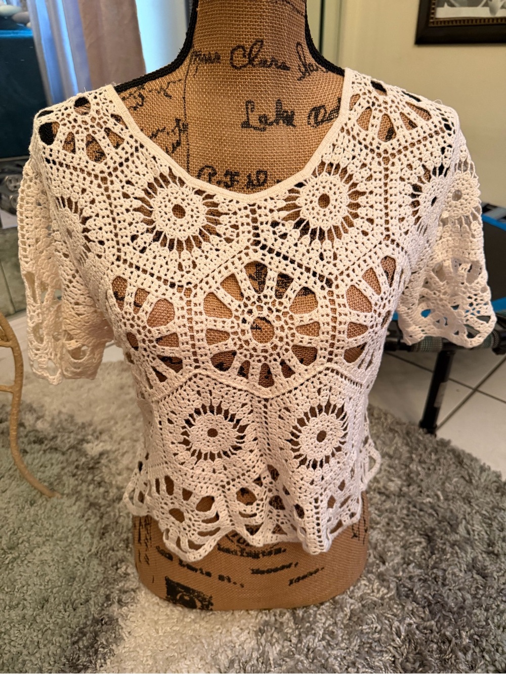 Rebellion Cream Crochet Lace Crop Top